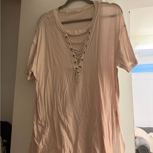 Free People Women's Lace-Up Tshirt